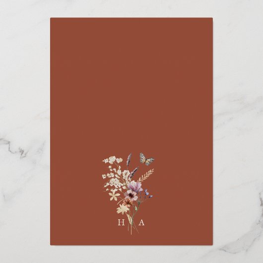 Terracotta Folie bruiloft uitnodigingen (Achterkant)