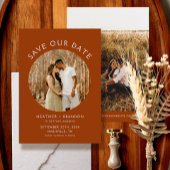 Terracotta foto Bewaar onze data Uitnodigingen