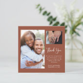 Terracotta Foto Eenvoudige Trouw Dankkaart Kaart (Staand voorkant)