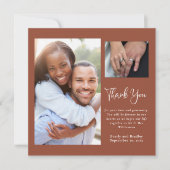 Terracotta Foto Eenvoudige Trouw Dankkaart Kaart (Voorkant)
