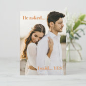 Terracotta Foto: Ja Engagement Party Kaart (Staand voorkant)