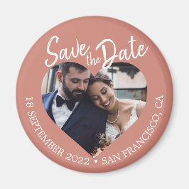 Terracotta Foto Modern Script Save the Date Magneet