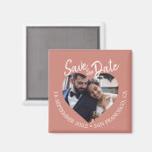 Terracotta Foto Modern Script Save the Date Magneet (Voorkant / Achterkant)