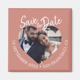 Terracotta Foto Modern Script Save the Date Magneet