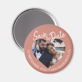 Terracotta Foto Moderne Script Sla de Datum Op Magneet (Voorkant / Achterkant)