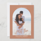 Terracotta Foto niets Fancy gewoon Love Wedding Kaart (Voorkant)