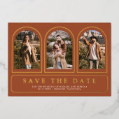Terracotta Foto QR Code Huwelijk Save the Date Folie Uitnodiging (Voorkant)