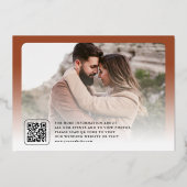 Terracotta Foto QR Code Huwelijk Save the Date Folie Uitnodiging (Achterkant)