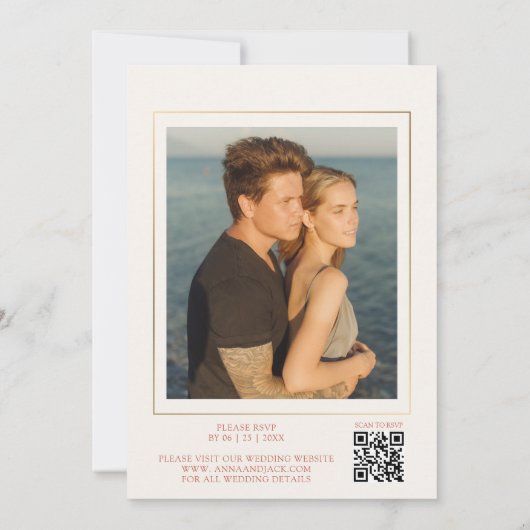 Terracotta Foto QR Code Huwelijksuitnodiging Kaart (Achterkant)