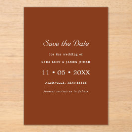 Terracotta Foto Save the Date Kaart Acryl Uitnodigingen