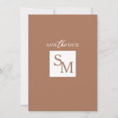 Terracotta-foto save the date-kaart met monogram kaart (Voorkant)