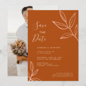 Terracotta Foto Save the Date Virtuele Bruiloft Kaart (Voorkant / Achterkant)