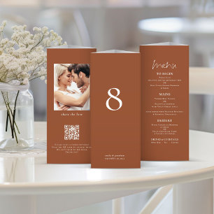 Terracotta Foto Trouwmenu Tafel Geen Trifold