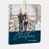 Terracotta Foto Vrolijk Kerstscript Familie Keramisch Ornament (Rechts)