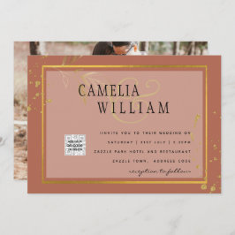 Terracotta FOTOCODES Huwelijksuitnodiging Bewaar d