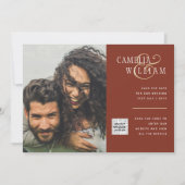 Terracotta FOTOCODES Huwelijksuitnodiging Bewaar d Kaart (Voorkant)