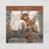 Terracotta Fotograaf QR Code Social Media Vierkante Visitekaartje (Voorkant)