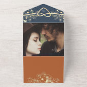 Terracotta foto's QR code bruiloft All In One Uitnodiging (Buitenkant)