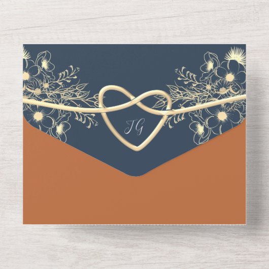 Terracotta foto's QR code bruiloft All In One Uitnodiging (Achterkant)