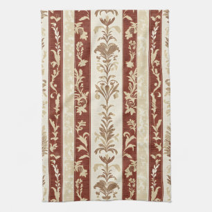 Terracotta Frans land toile bloem streep Theedoek