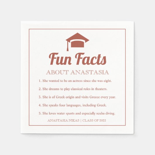 Terracotta Fun Facts klasse 2022 graduation cap Servet (Voorkant)