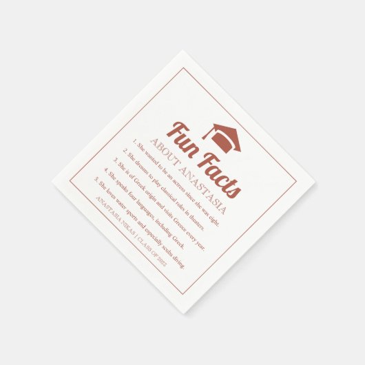 Terracotta Fun Facts klasse 2022 graduation cap Servet (Hoek)