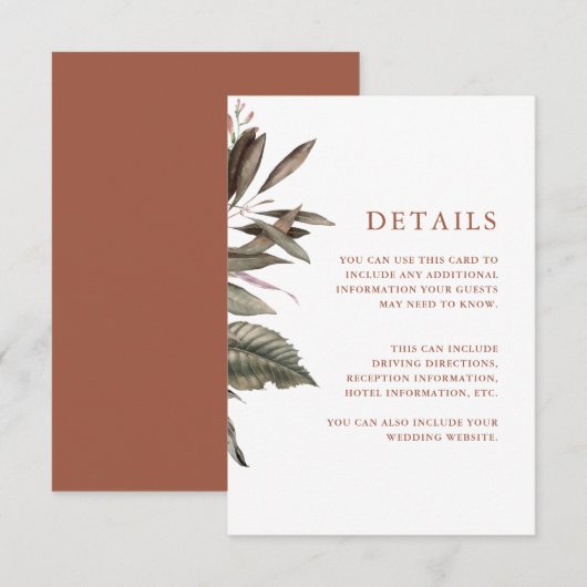 Terracotta gastinformatie informatiekaartje (Voorkant / Achterkant)