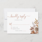 Terracotta gebladerte boho bloemenbruiloft RSVP kaartje (Voorkant)