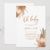 Terracotta gedroogde palmen Baby Shower Uitnodigin Kaart (Voorkant / Achterkant)