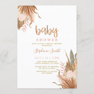 Terracotta gedroogde palms Baby shower Kaart