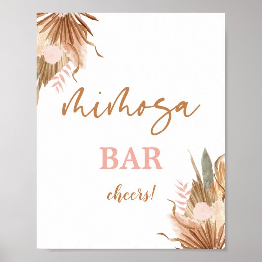 Terracotta gedroogde palms Mimosa Bar, teken Poster (Voorkant)