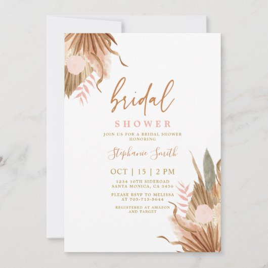 Terracotta gedroogde palms Vrijgezellenfeest Kaart (Voorkant)