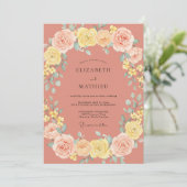 Terracotta Gele Ranunculus Eucalyptus Bruiloft Kaart (Staand voorkant)
