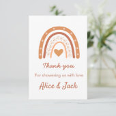 Terracotta Gender Neutral boho rainbow aangepast Bedankkaart (Staand voorkant)