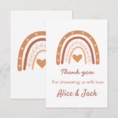 Terracotta Gender Neutral boho rainbow aangepast Bedankkaart (Voorkant / Achterkant)