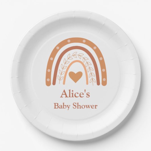 Terracotta Gender Neutral boho rainbow aangepast Papieren Bordje (Voorkant)