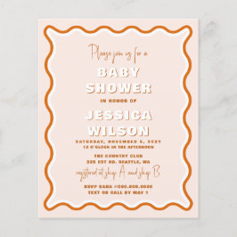 Terracotta Gender Neutrale Baby shower Uitnodiging