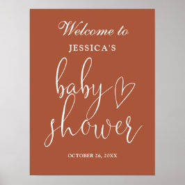 Terracotta genderneutraal Baby shower welkomstbord Poster