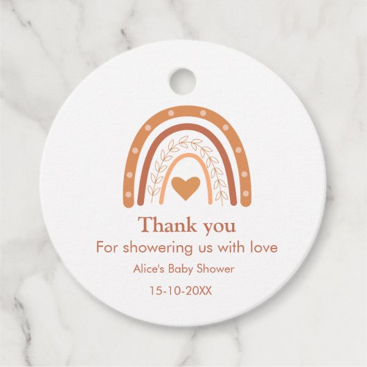 Terracotta Genderneutrale regenboog Dank u Bedankjes Labels (Voorkant)