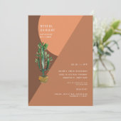 Terracotta Geometric Cactus Modern Vrijgezellenfee Kaart (Staand voorkant)