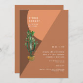 Terracotta Geometric Cactus Modern Vrijgezellenfee Kaart (Voorkant / Achterkant)