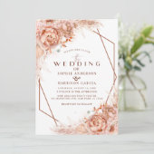 Terracotta Geometric Floral Pampas Grass Wedding Kaart (Staand voorkant)