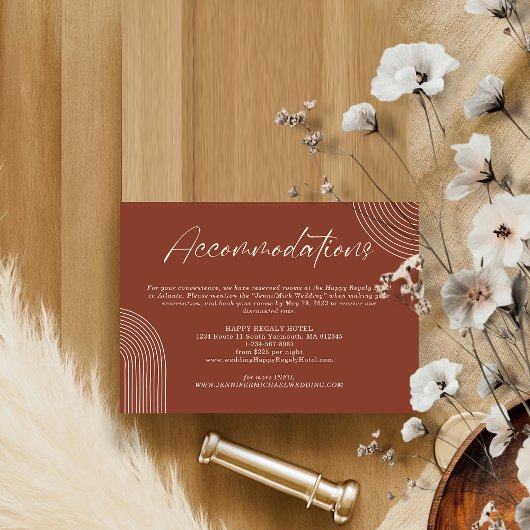 Terracotta Geometric Line Art accommodaties Informatiekaartje