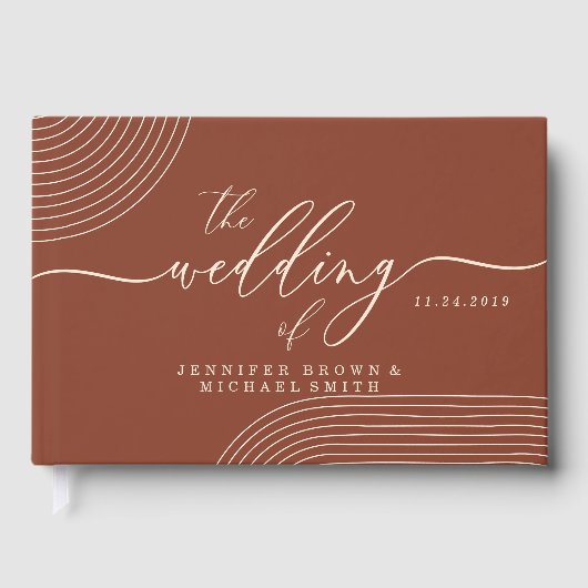 Terracotta Geometric Line Art Gastenboek (Voorkant)