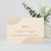 Terracotta Geometric Line Art Kindly Reply Wedding Kaart (Staand voorkant)