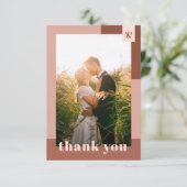 Terracotta Geometric Typography Photo Wedding Bedankkaart (Staand voorkant)