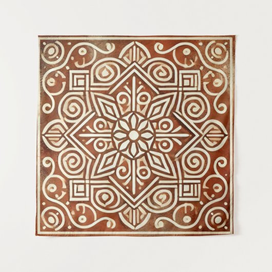 Terracotta geometrisch patroon wandtapijt wandkleed (Voorkant (horizontaal))
