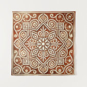 Terracotta geometrisch patroon wandtapijt wandkleed (Voorkant)