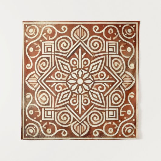 Terracotta geometrisch patroon wandtapijt wandkleed (Voorkant)