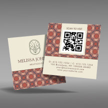 Terracotta Geometrisch Vierkant QR Zakelijkkaart
